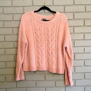 Soho NY & Co Soft Pink Cable Knit Sweater
